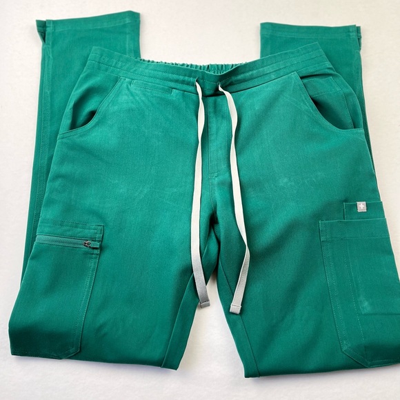 FIGS Kade Cargo Pants Hunter Green Gray Drawstring Womens Size XS Scrub Bottom - Picture 3 of 7